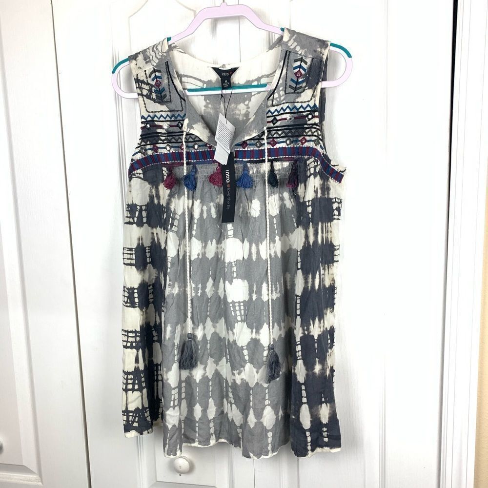 Intro Tassel Tie Dye Tank Blouse‎